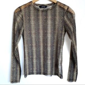 Reserved Snakeskin Long Sleeve Mesh Top